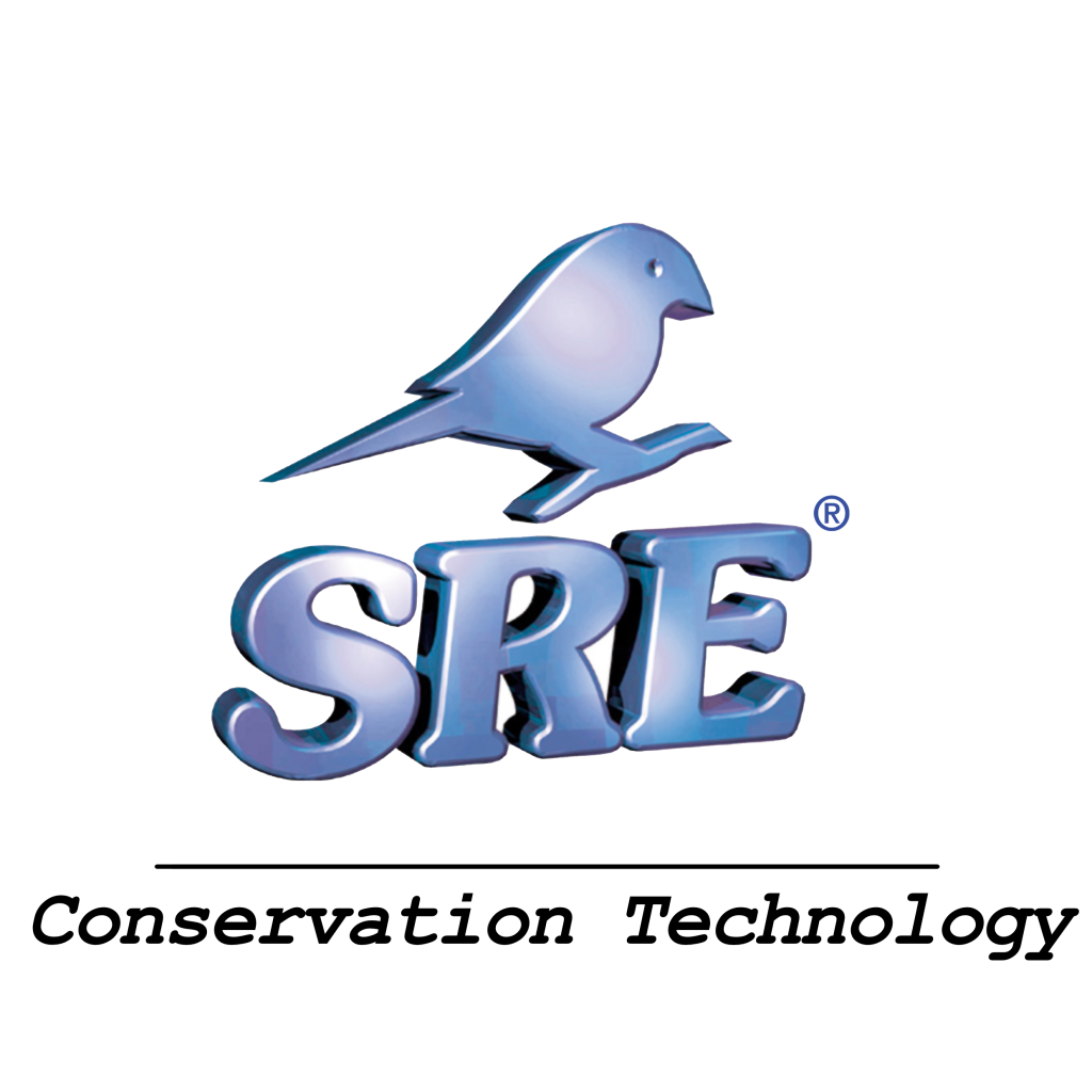 SRE Conservation Technology logo featuring a bird and embossed text, symbolizing environmental solutions and innovation.