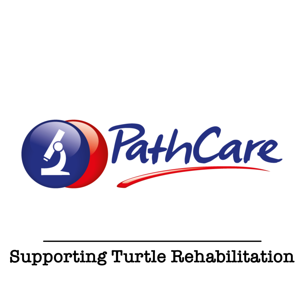 PathCare logo featuring a blue and red circular icon with a white microscope graphic and stylized blue text.